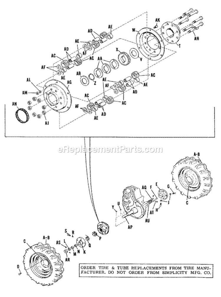 Wheels  Axle Group (3643I02) Diagram and Parts List for 990389  Simplicity Lawn Mower