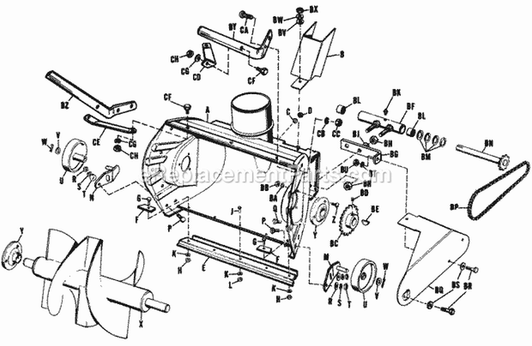 Rotor Group-23 Snow-Away Diagram and Parts List for 990426  Simplicity Snow Blower
