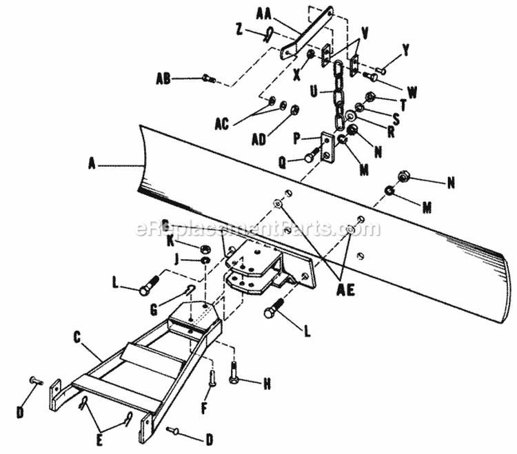 42 Grader Blade Diagram and Parts List for 2029932  Simplicity Lawn Tractor