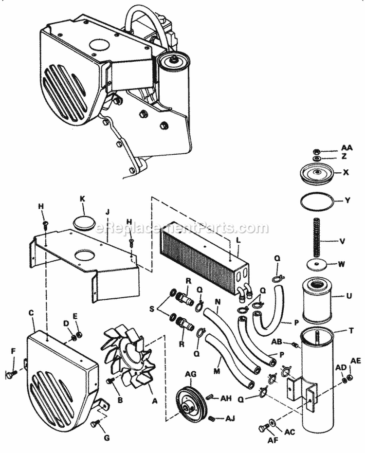 Hydrostatic Cooling Group Diagram and Parts List for 2029932  Simplicity Lawn Tractor