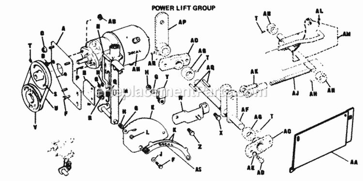Power Lift Group - Diagram 2 Diagram and Parts List for 2029932  Simplicity Lawn Tractor