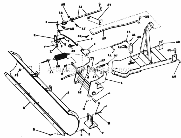 46 Dozer Blade Diagram and Parts List for 2029932  Simplicity Lawn Tractor