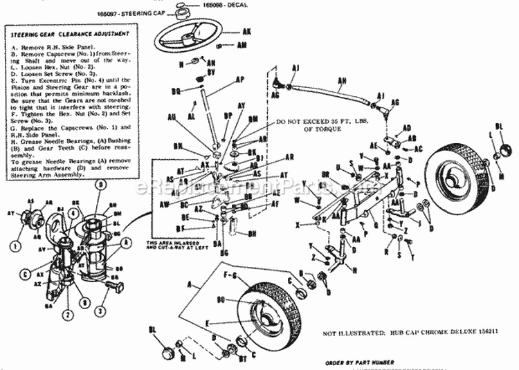 Front Wheels Axle Tie Rod  Steering Diagram and Parts List for 2029932  Simplicity Lawn Tractor