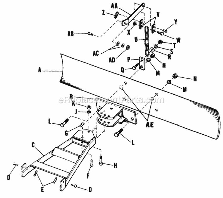 42 Grader Blade Diagram and Parts List for 2029950  Simplicity Lawn Tractor