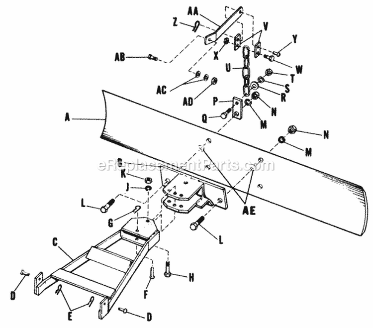 42 Grader Blade Diagram and Parts List for 2029953  Simplicity Lawn Tractor
