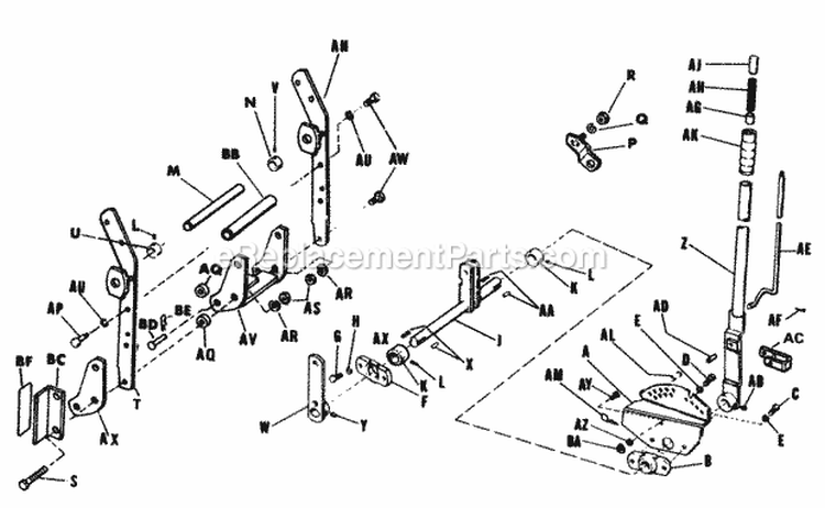 Rear Lift Draw Bar Group Diagram and Parts List for 2029953  Simplicity Lawn Tractor