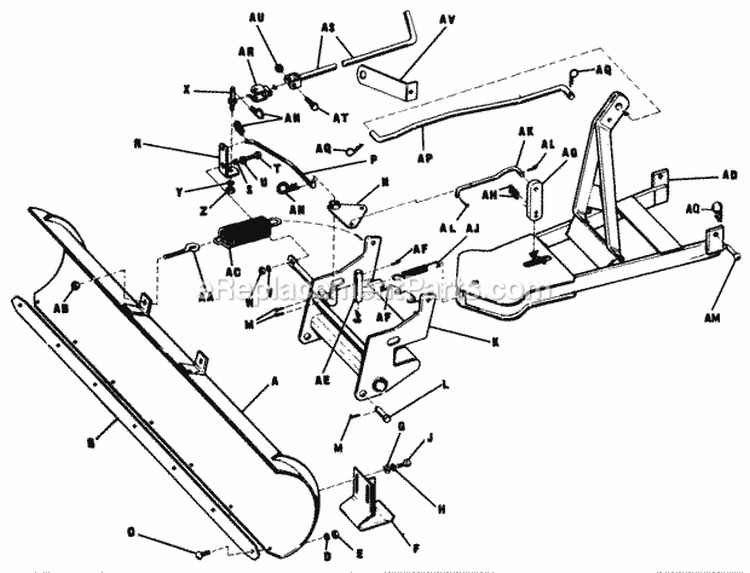 46 Dozer Blade Diagram and Parts List for 2029953  Simplicity Lawn Tractor