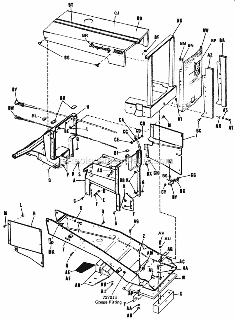 Frame Hood Grill  Inst Panel Diagram and Parts List for 2029953  Simplicity Lawn Tractor