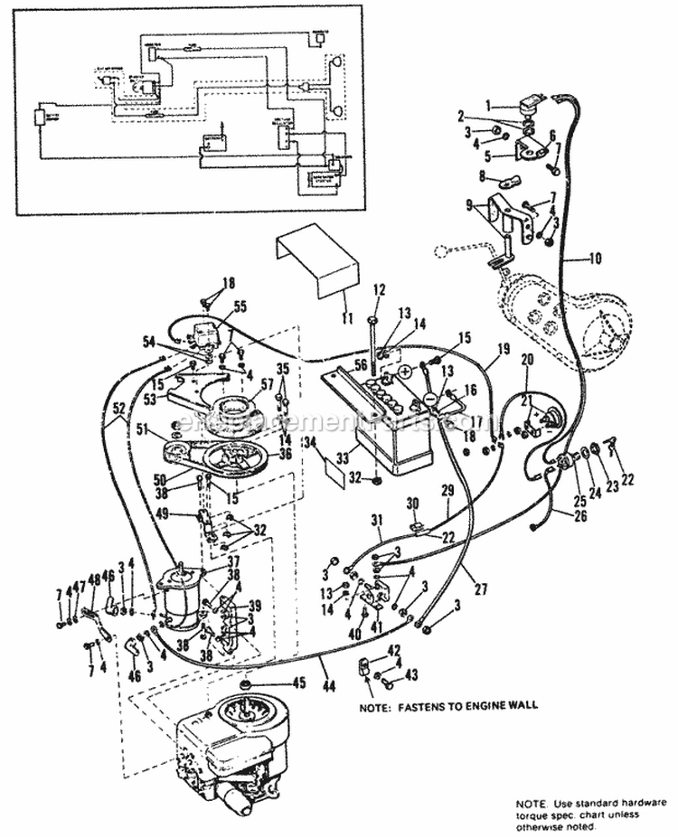 Electrical Group Diagram and Parts List for 990303  Simplicity Lawn Tractor