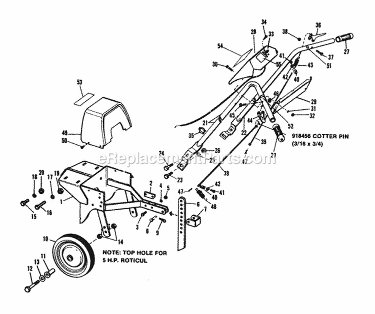 Frame Handles  Controls Diagram and Parts List for 990702  Simplicity Tiller