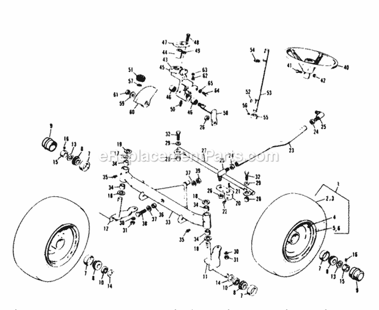 Front Wheels Axle Tie Rod  Steering Diagram and Parts List for 990758  Simplicity Lawn Tractor