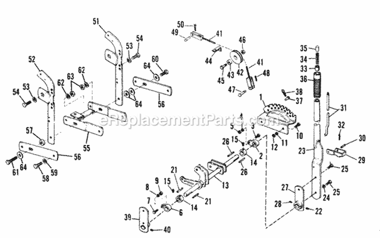 Rear Lift Draw Bar Group Diagram and Parts List for 990758  Simplicity Lawn Tractor