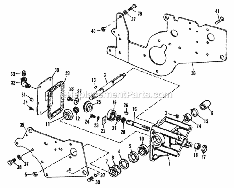 Bevel Gear Housing Diagram and Parts List for 990759  Simplicity Lawn Tractor