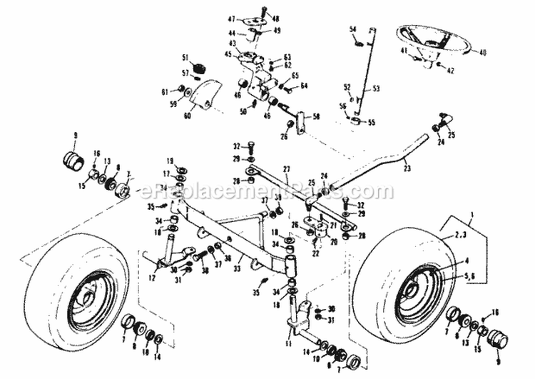 Front Wheels Axle Tie Rod  Steering Diagram and Parts List for 990759  Simplicity Lawn Tractor