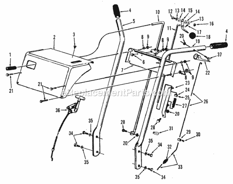 Handles And Controls Group (3841I01) Diagram and Parts List for 990853  Simplicity Snow Blower