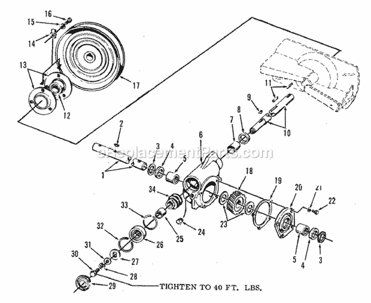 Rotor Drive Group (3841I04) Diagram and Parts List for 990853  Simplicity Snow Blower
