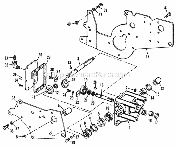 Bevel Gear Housing Diagram and Parts List for 990871  Simplicity Lawn Tractor