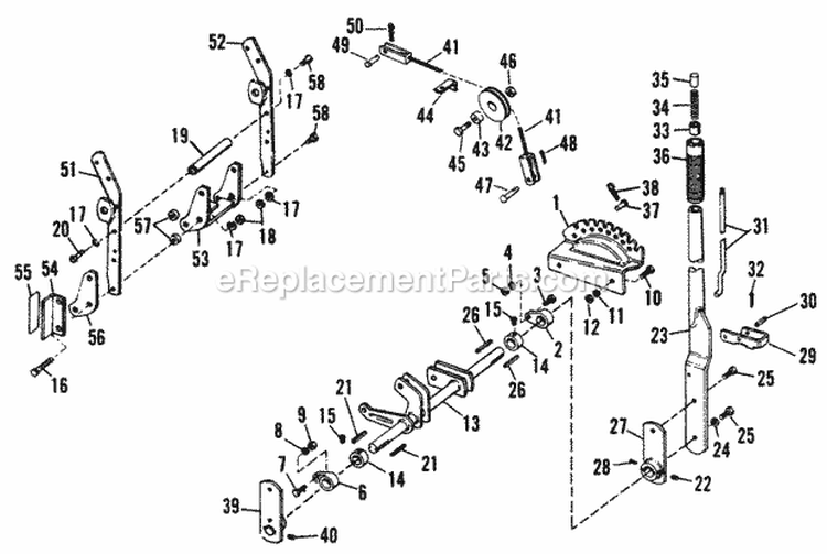 Rear Lift Draw Bar Group Diagram and Parts List for 990871  Simplicity Lawn Tractor