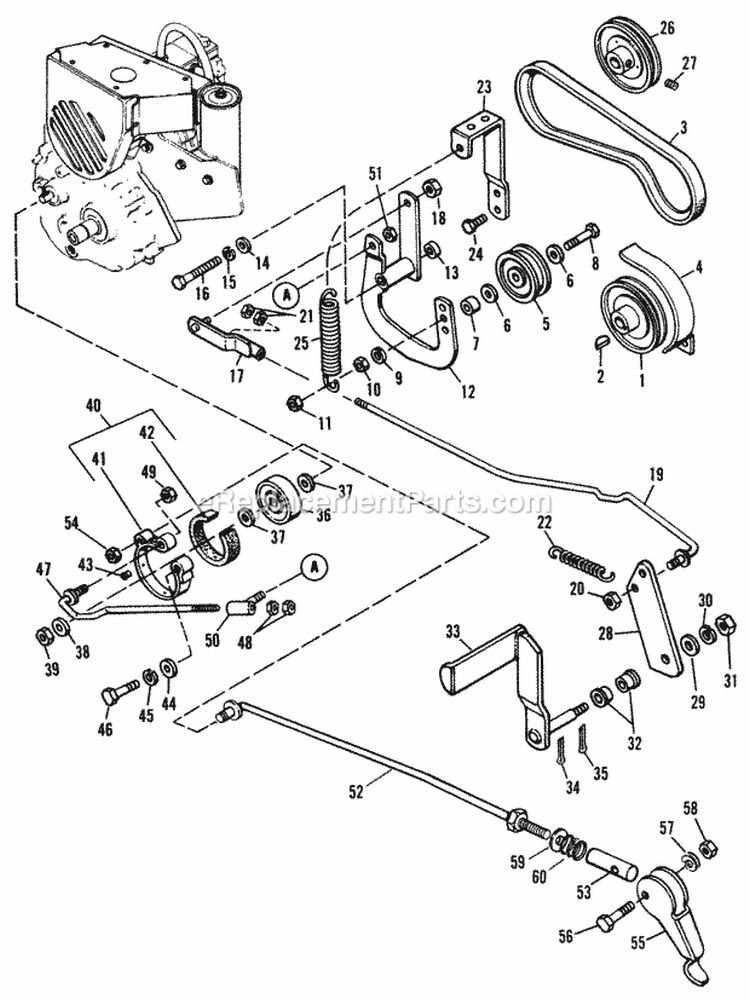 Clutch And Brake Group Diagram and Parts List for 990871  Simplicity Lawn Tractor