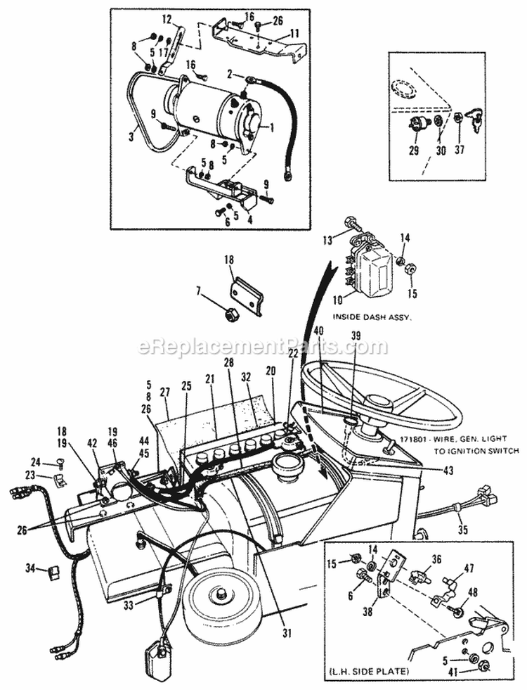 Electric Starter-Generator System Diagram and Parts List for 990871  Simplicity Lawn Tractor