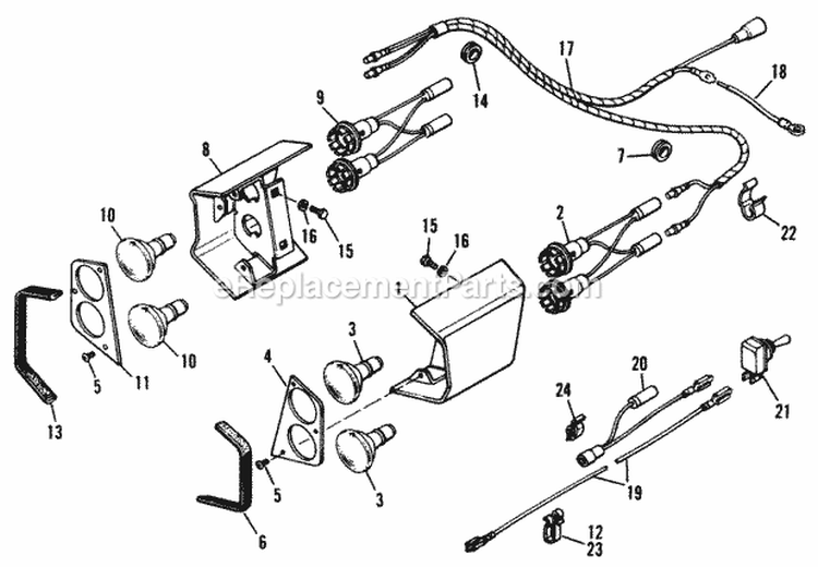 Front Light Group Diagram and Parts List for 990871  Simplicity Lawn Tractor