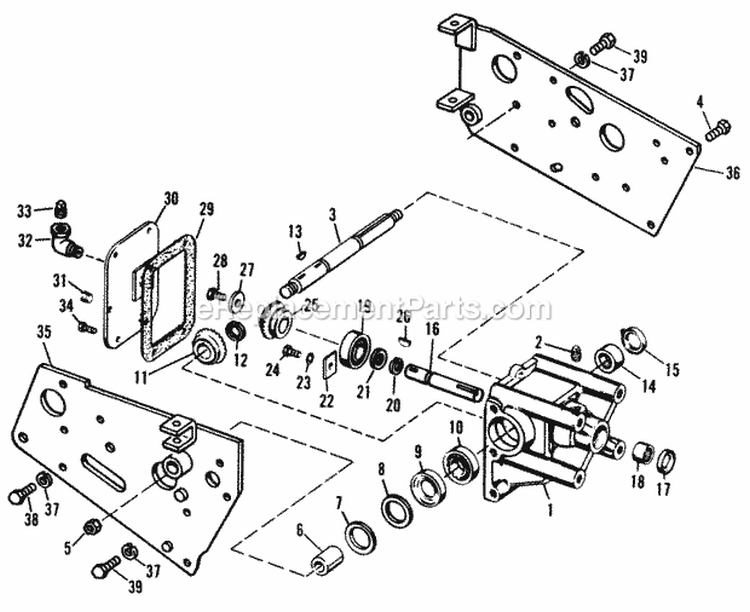 Bevel Gear Housing Diagram and Parts List for 990872  Simplicity Lawn Tractor