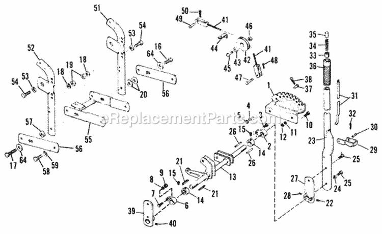 Rear Lift Draw Bar Group Diagram and Parts List for 990872  Simplicity Lawn Tractor