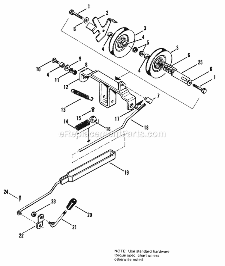 Power Take Off Group Diagram and Parts List for 990905  Simplicity Lawn Tractor