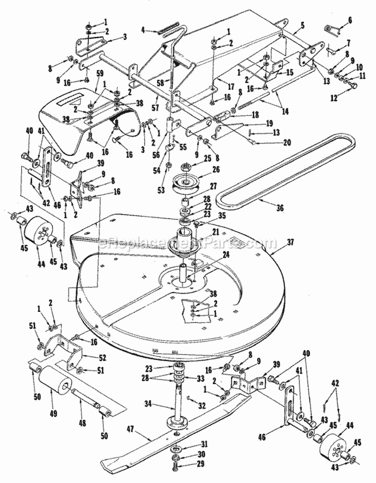 Mower Deck  Arbor Housing Group (3855I05) Diagram and Parts List for 990769  Simplicity Lawn Tractor