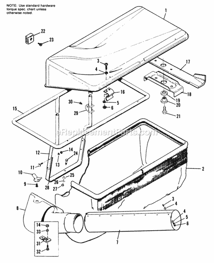 Rear Mounted Grass Catcher Group Diagram and Parts List for 1690069  Simplicity Lawn Tractor