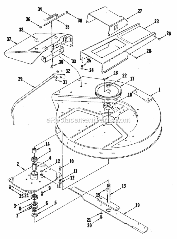 Mower Housing Group (3856I07) Diagram and Parts List for 1690058  Simplicity Lawn Tractor