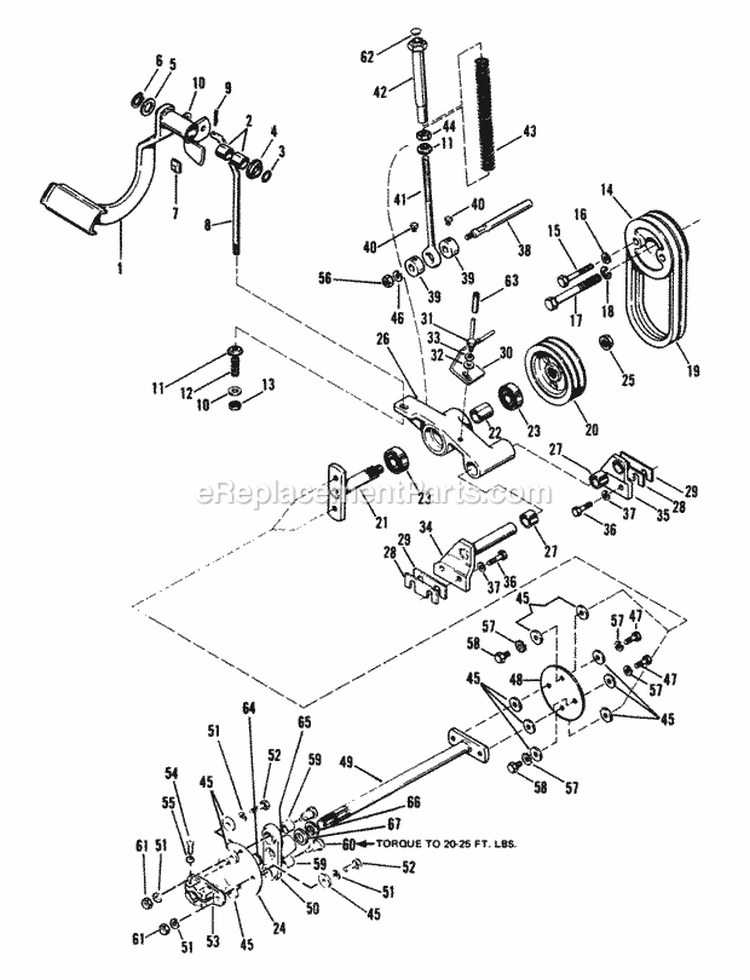 Main Drive Diagram and Parts List for 1600304  Simplicity Lawn Tractor