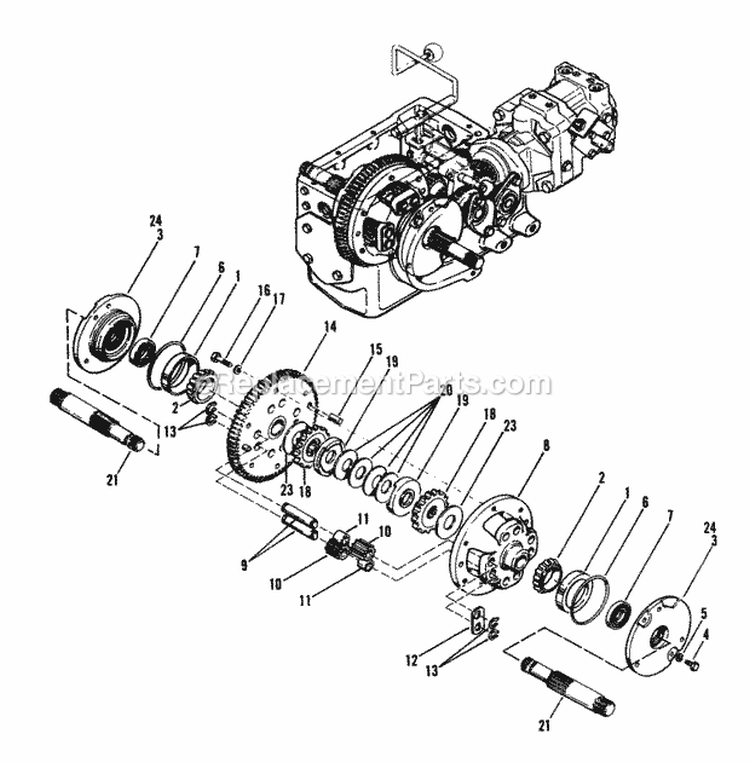 Differential Diagram and Parts List for 1600304  Simplicity Lawn Tractor