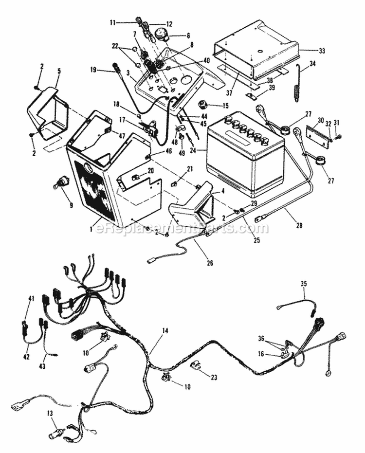 Electrical System Diagram and Parts List for 1600304  Simplicity Lawn Tractor