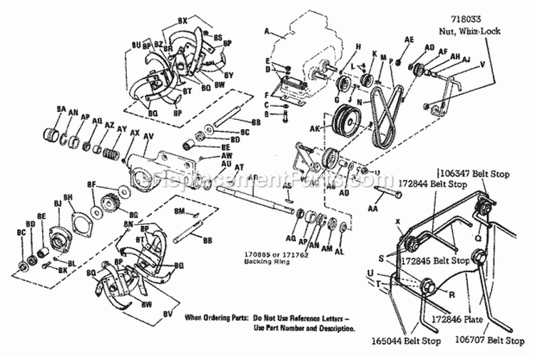 Drive And Tines Group (1645I02) Diagram and Parts List for 990970  Simplicity Tiller