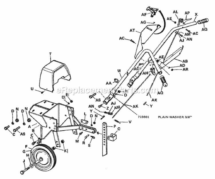 Frame Handles And Controls Group (1645I01) Diagram and Parts List for 990970  Simplicity Tiller
