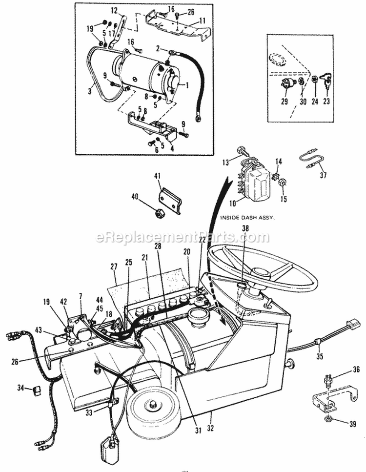 Electric Starter-Generator System Diagram and Parts List for 990979  Simplicity Lawn Tractor