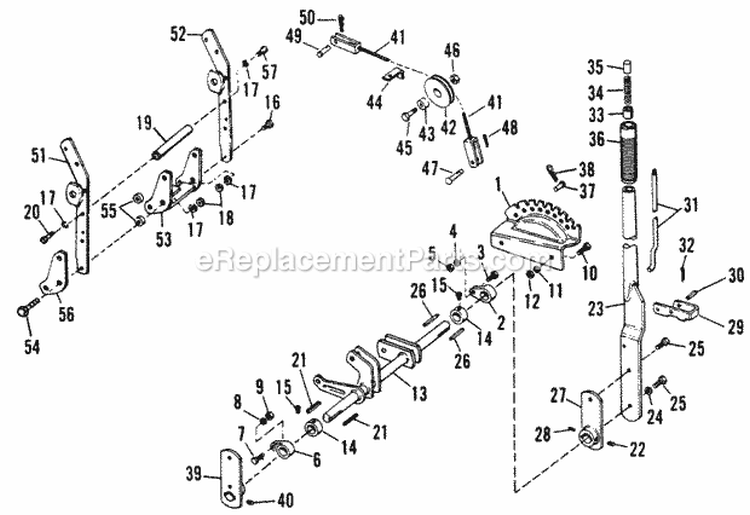 Rear Lift Draw Bar Group Diagram and Parts List for 990980  Simplicity Lawn Tractor