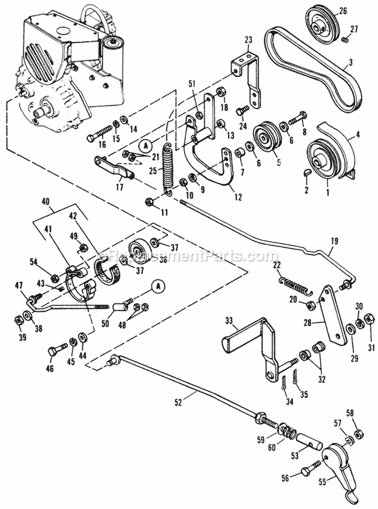 Clutch And Brake Group Diagram and Parts List for 1690184  Simplicity Lawn Tractor