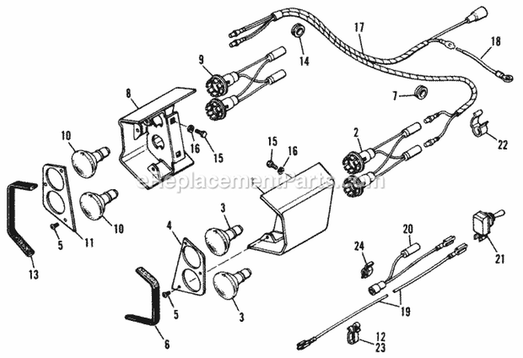 Front Light Group (Optional) Diagram and Parts List for 990980  Simplicity Lawn Tractor