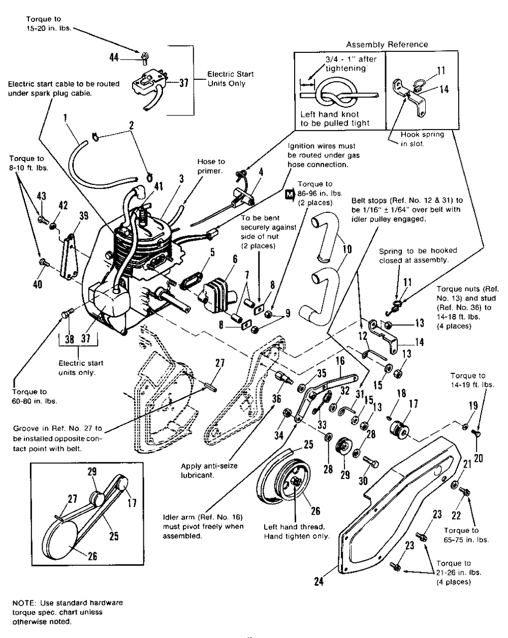 Engine And Drive Group (Early Models) Diagram and Parts List for 220 1690391 Simplicity Snow Blower