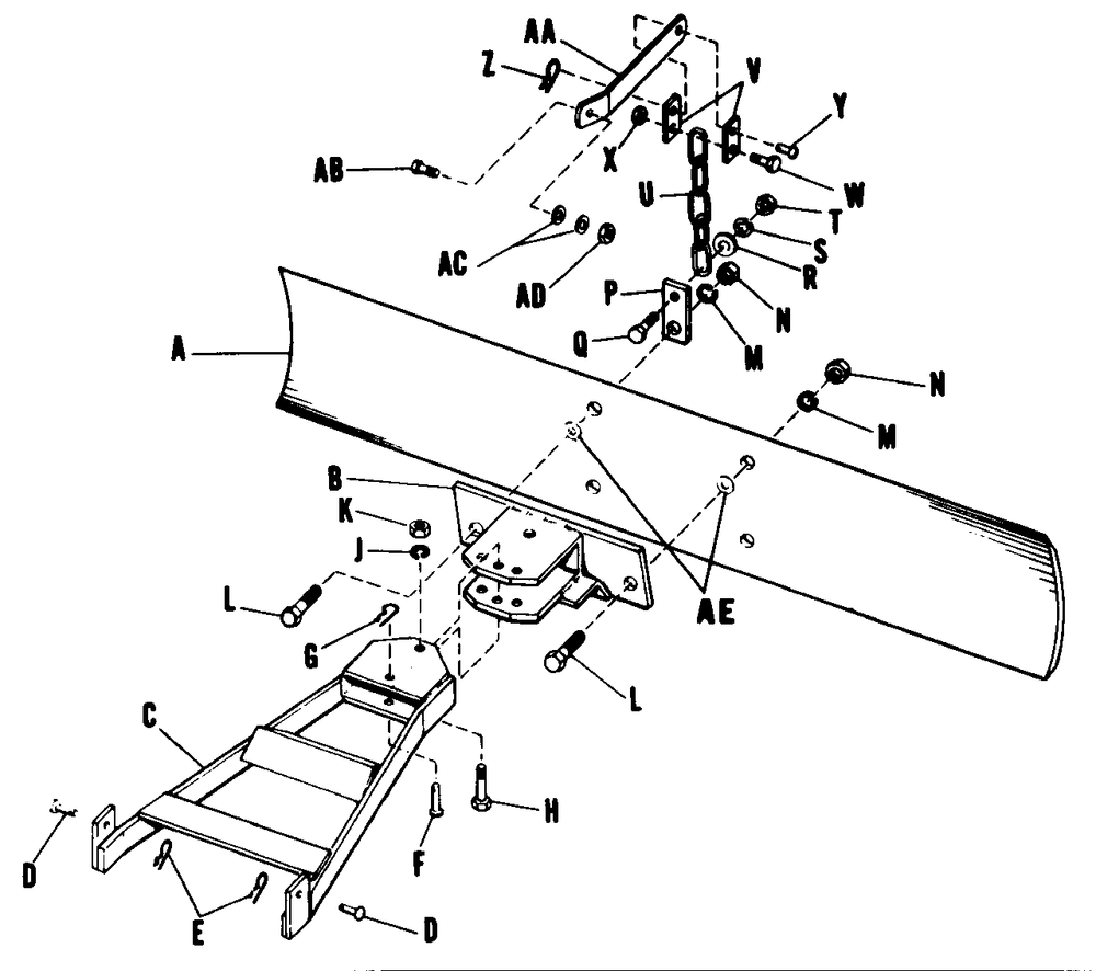 42-Inch Grader Blade Diagram and Parts List for 3112V 990495 Simplicity Lawn Tractor