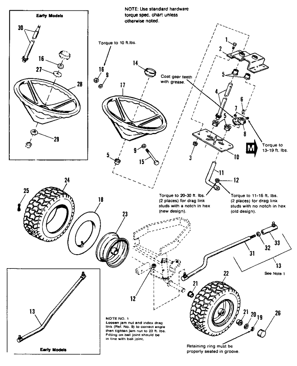 Steering And Front Wheel Group Diagram and Parts List for 4211 1690910 Simplicity Lawn Tractor