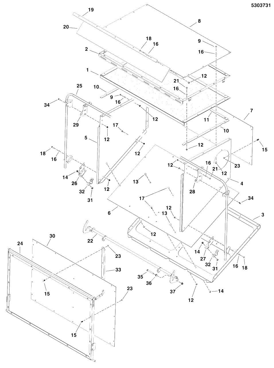 Hopper Group - 12 Cu. Ft. Diagram and Parts List for 5600754  Simplicity Lawn Tractor Accessories