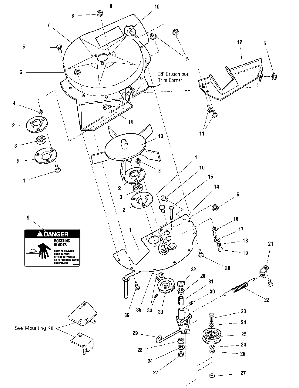 Turbo Blower Group 38-Inch, 44-Inch And 50-Inch Mower Diagram and Parts List for 1695755  Simplicity Lawn Tractor Accessories