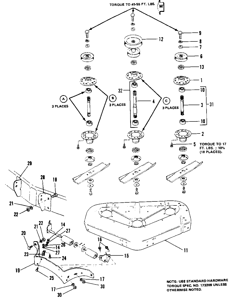 42-Inch Housing And Arbor Group Diagram and Parts List for 7014S 1690338 Simplicity Lawn Tractor