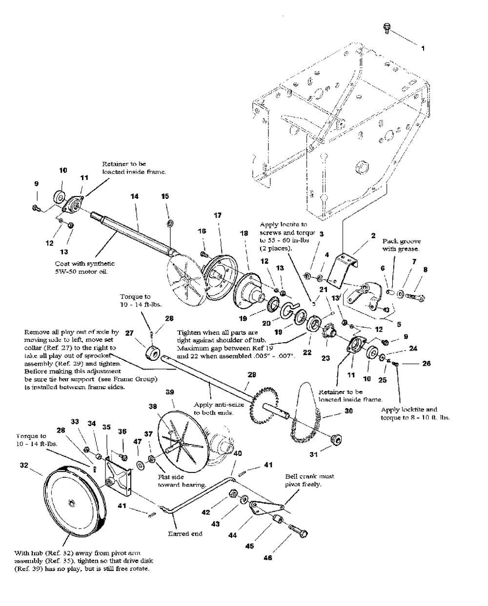 Traction Drive Group (070tdg) Diagram and Parts List for 860E 1694588 Simplicity Snow Blower