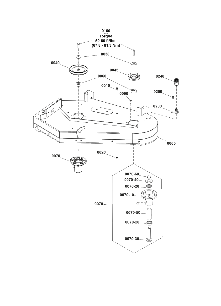 36-Inch Deck And Arbor Group Diagram and Parts List for SZT105 2692021-00 Simplicity Lawn Tractor