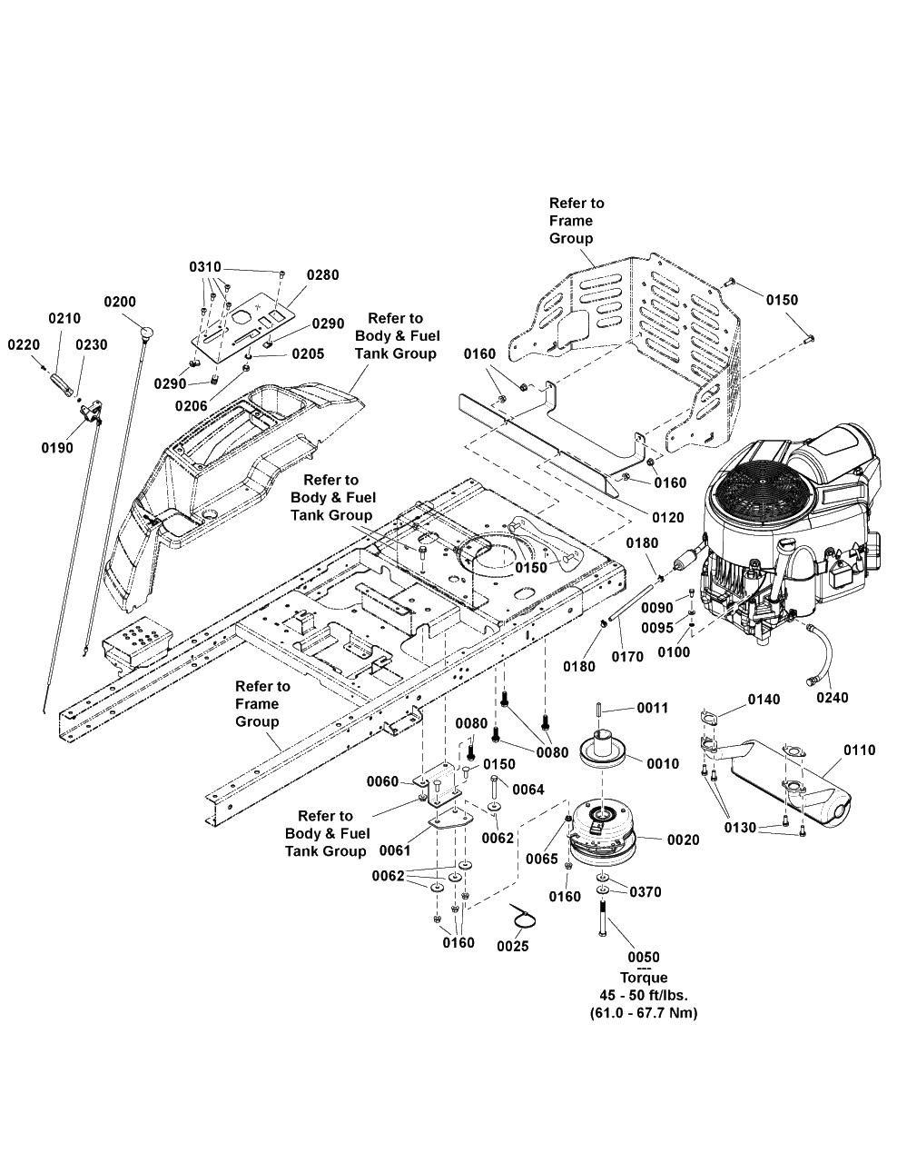 Engine Group Diagram and Parts List for 2691815-01  Simplicity Lawn Tractor