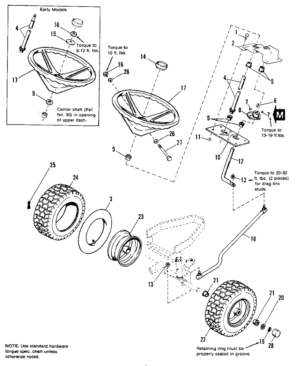 Steering And Front Wheel Group - 1690759 And 1690846 Diagram and Parts List for 4211 1690762 Simplicity Lawn Tractor